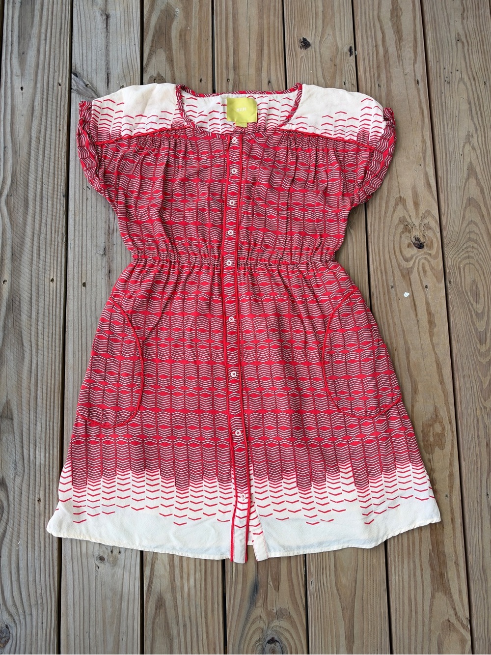 Anthropologie Maeve Veronica Shirt Dress Women's Medium Pockets Orange *FLAW*